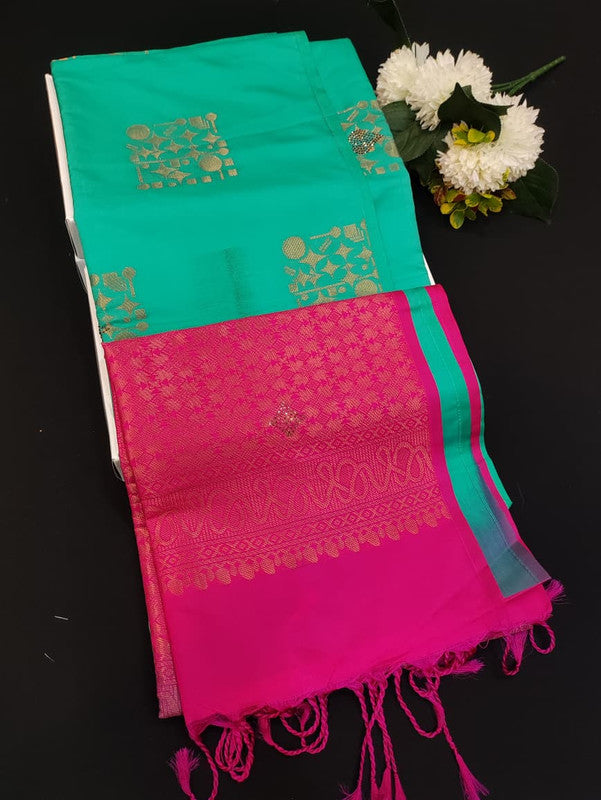 Mehandi Luxury Semi Silk Saree for Party Wear
