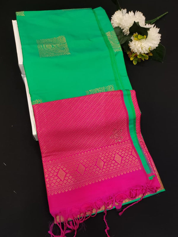 Mehandi Luxury Semi Silk Saree for Party Wear