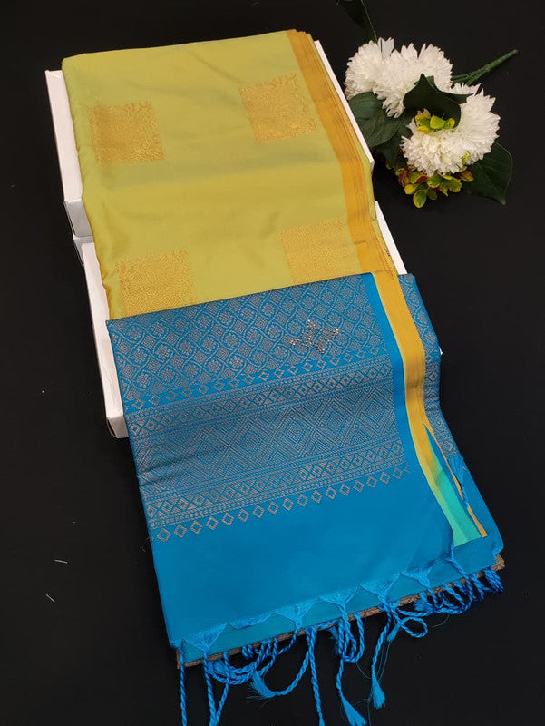 Mehandi Luxury Semi Silk Saree for Party Wear