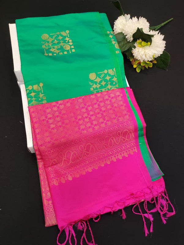 Mehandi Luxury Semi Silk Saree for Party Wear