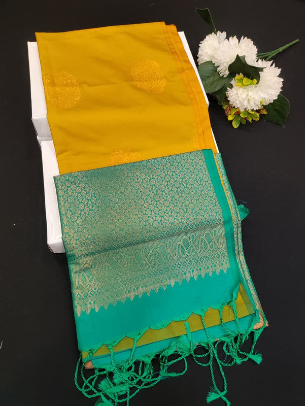 Mehandi Luxury Semi Silk Saree for Party Wear