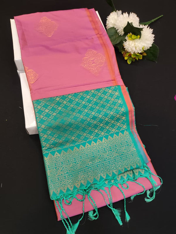 Mehandi Luxury Semi Silk Saree for Party Wear