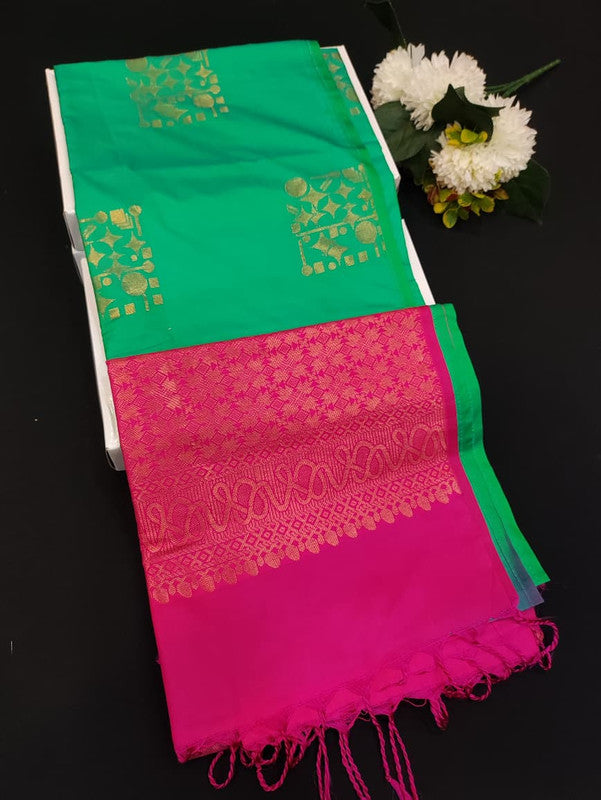 Mehandi Luxury Semi Silk Saree for Party Wear