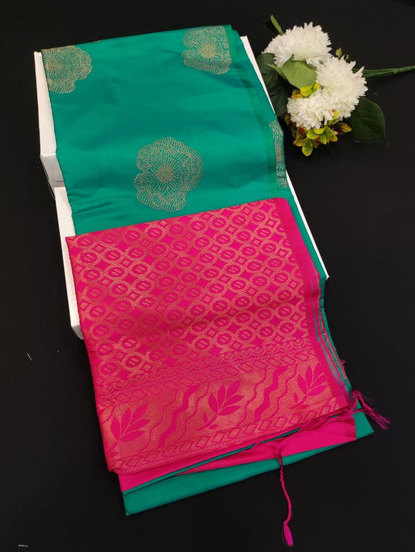 Mehandi Luxury Semi Silk Saree for Party Wear