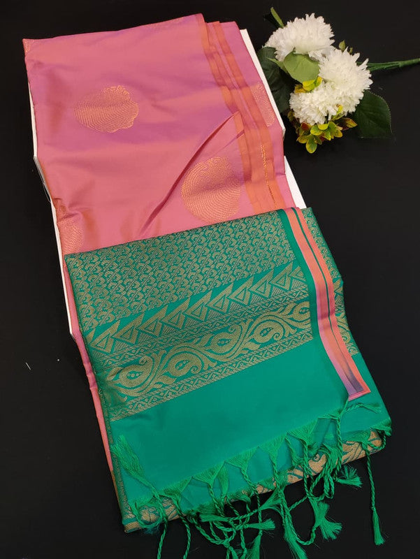 Mehandi Luxury Semi Silk Saree for Party Wear
