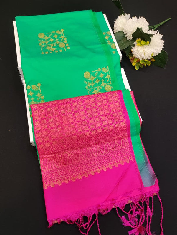Mehandi Luxury Semi Silk Saree for Party Wear