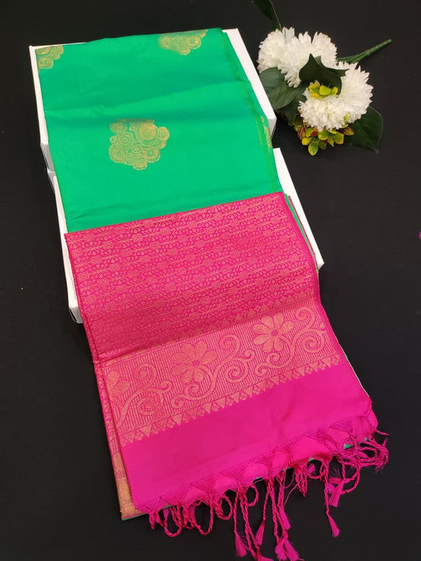 Mehandi Luxury Semi Silk Saree for Party Wear