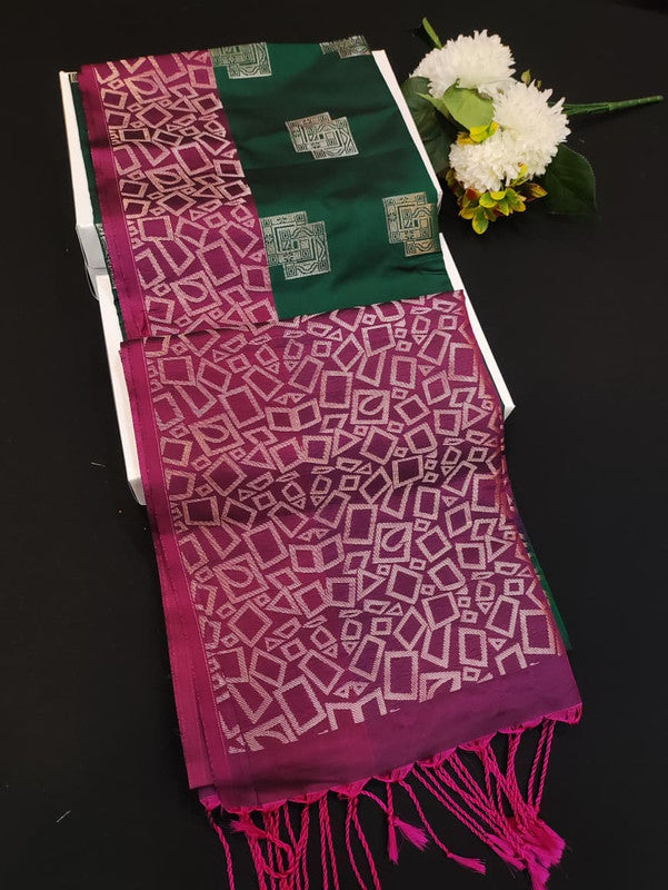 Mehandi Luxury Semi Silk Saree for Party Wear