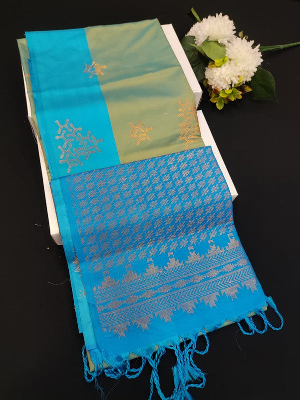 Mehandi Luxury Semi Silk Saree for Party Wear