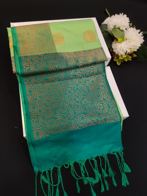 Mehandi Luxury Semi Silk Saree for Party Wear