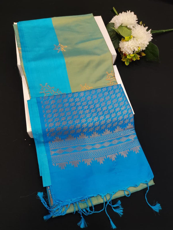 Mehandi Luxury Semi Silk Saree for Party Wear