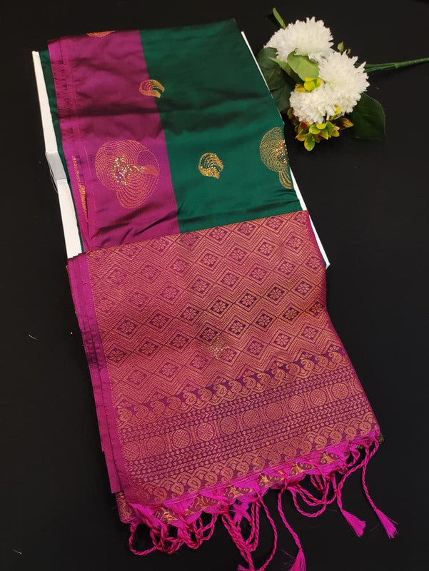 Mehandi Luxury Semi Silk Saree for Party Wear
