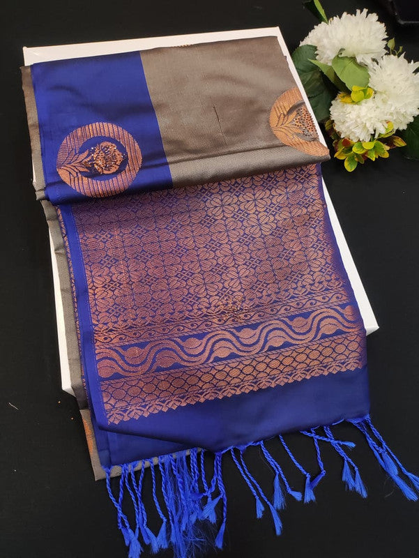 Mehandi Luxury Semi Silk Saree for Party Wear