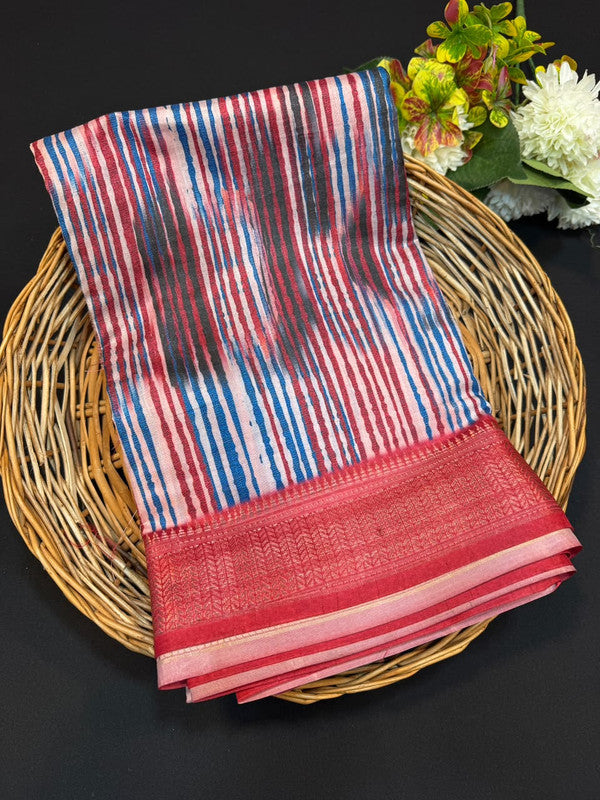 Fancy Saree for Party Wear with Plain Contrast Blouse