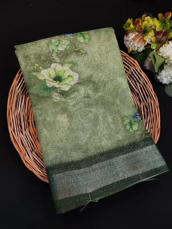 Fancy Saree for Party Wear with Plain Contrast Blouse