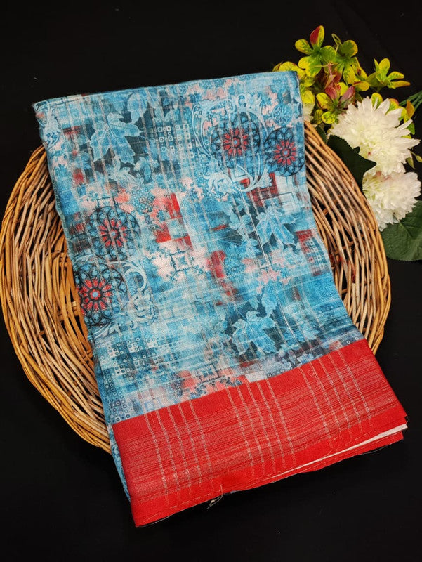 Fancy Saree for Party Wear with Plain Contrast Blouse