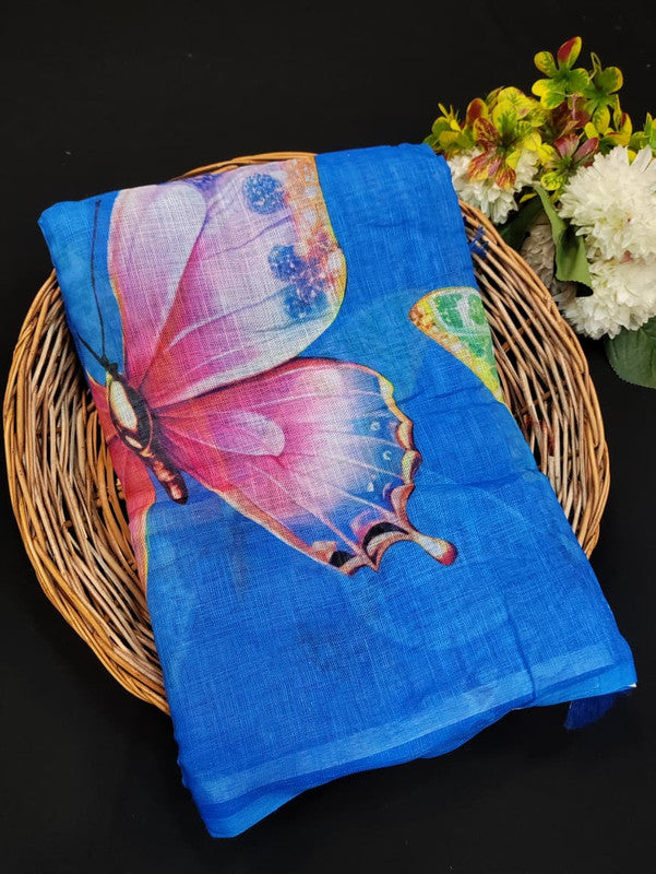 Fancy Saree for Party Wear with Plain Contrast Blouse