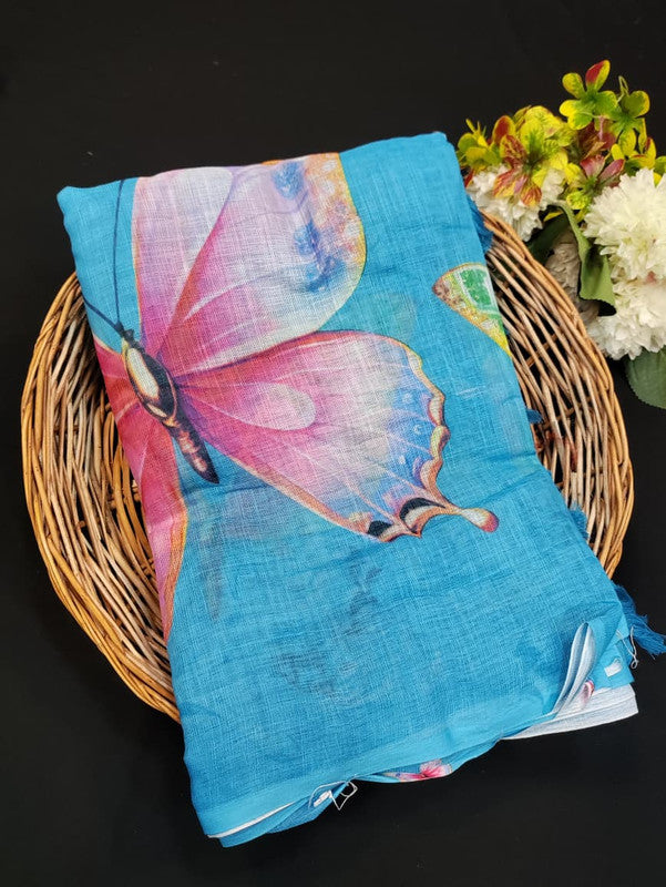 Fancy Saree for Party Wear with Plain Contrast Blouse