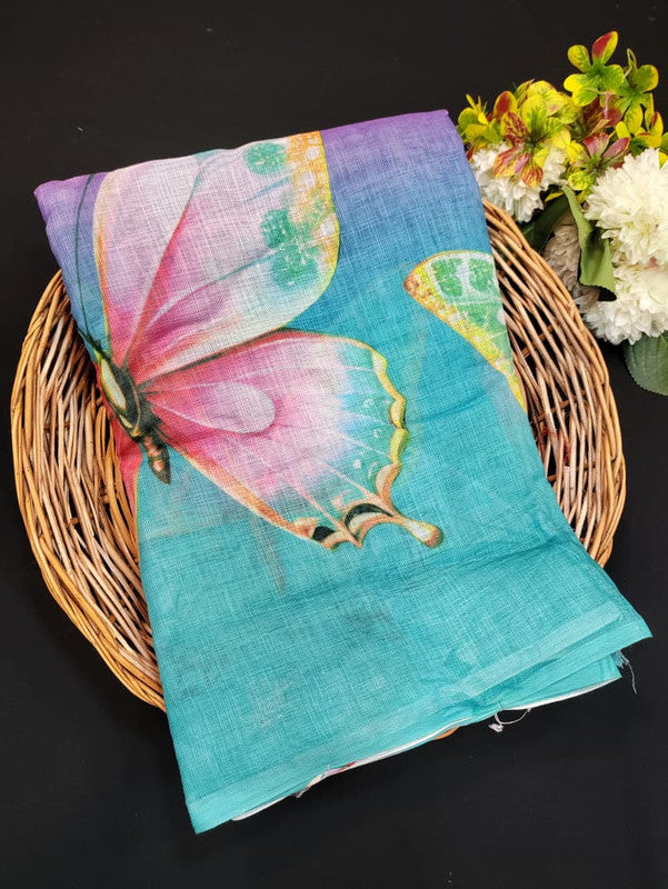 Fancy Saree for Party Wear with Plain Contrast Blouse