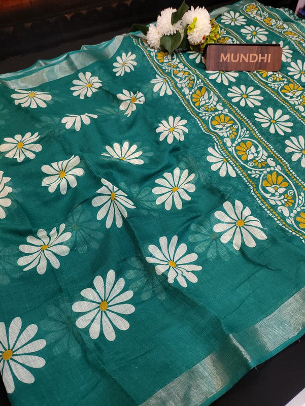 Flower Soft Linen Saree | Elegant Saree|Take 5 Saree Each saree Rs.199/ FL14 - Sri Sakthi Pugazh Tex - Soft Linen