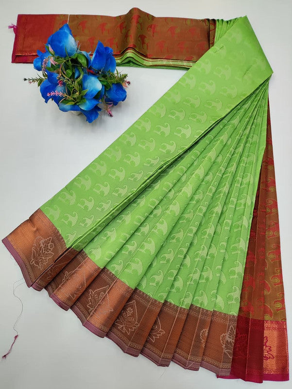 Premium Poontamil Soft Silk Saree with Jacquard Blouse for Festival Wear