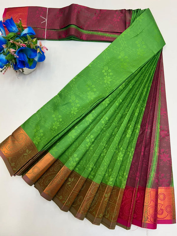 Premium Poontamil Soft Silk Saree with Jacquard Blouse for Festival Wear