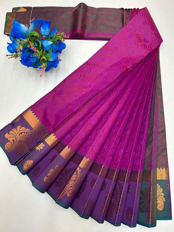 Premium Poontamil Soft Silk Saree with Jacquard Blouse for Festival Wear