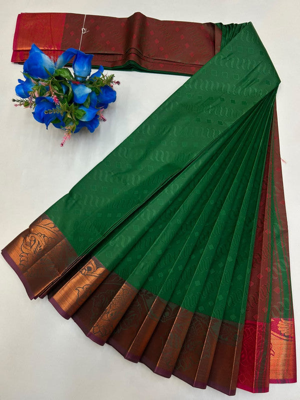 Premium Poontamil Soft Silk Saree with Jacquard Blouse for Festival Wear