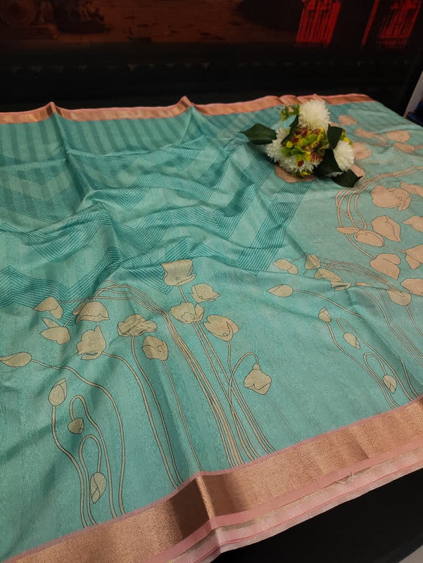 Siddhanth Fancy Saree with zari work and printed design for women