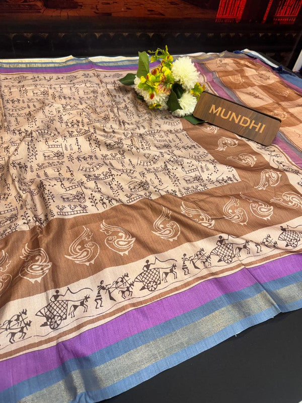 Siddhanth Fancy Saree with zari work and printed design for women