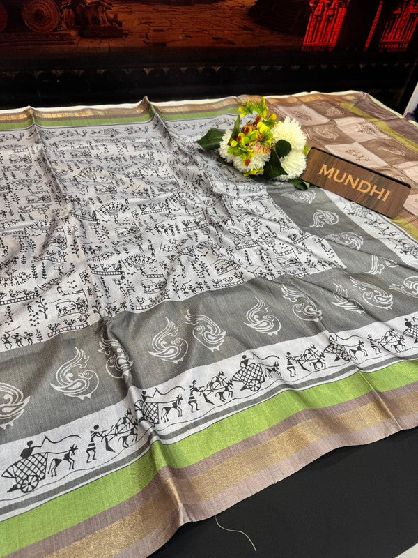Siddhanth Fancy Saree with zari work and printed design for women