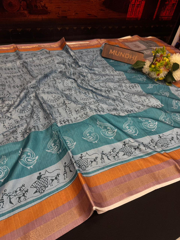 Siddhanth Fancy Saree with zari work and printed design for women