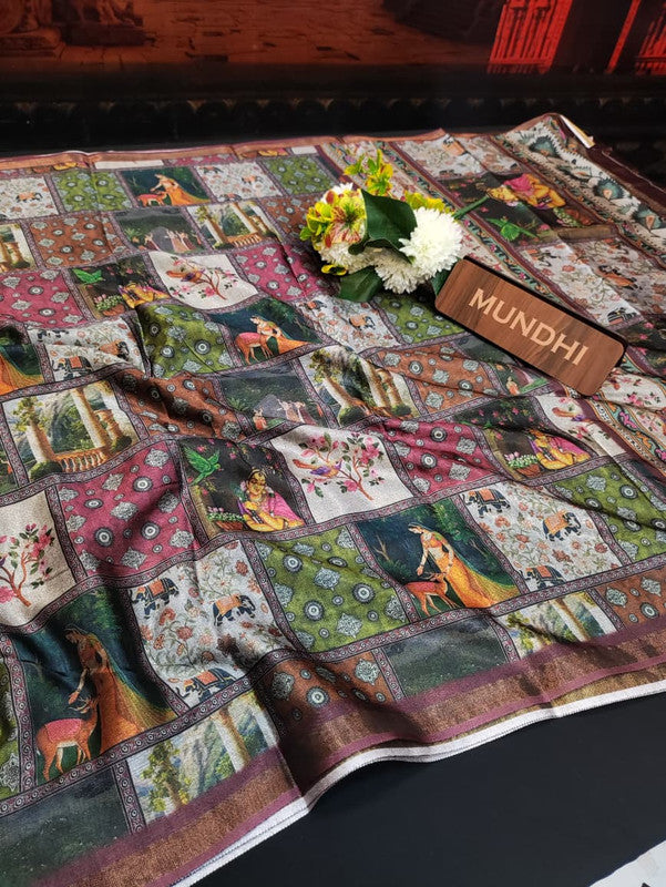 Indian Canvas Saree in Fancy Type fabric for wedding wear