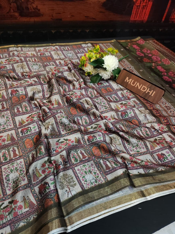 Indian Canvas Saree in Fancy Type fabric for wedding wear