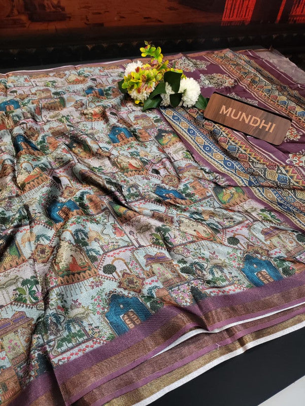 Indian Canvas Saree in Fancy Type fabric for wedding wear