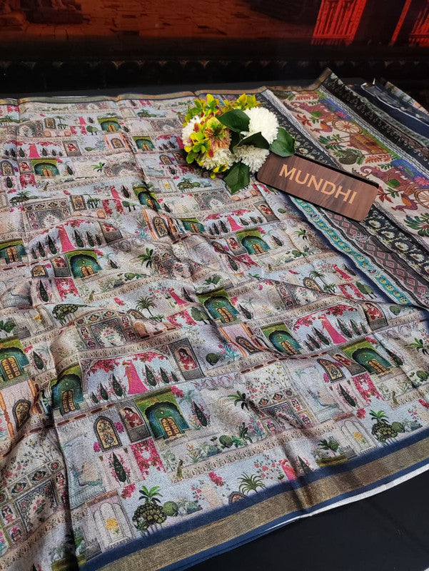 Indian Canvas Saree in Fancy Type fabric for wedding wear