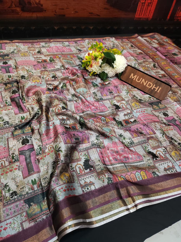 Indian Canvas Saree in Fancy Type fabric for wedding wear