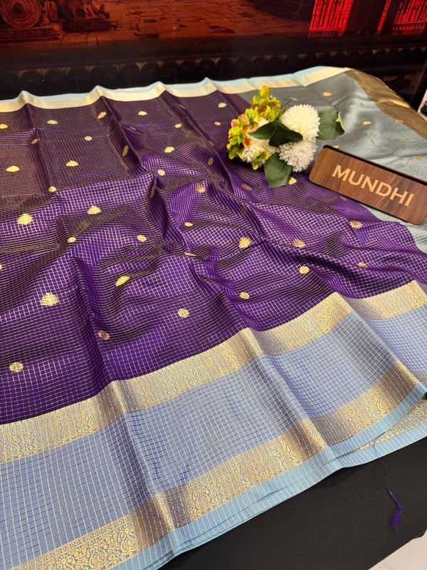 Banarasi Checked Saree in Banarasi fabric for wedding wear