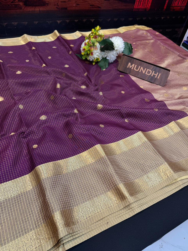 Banarasi Checked Saree in Banarasi fabric for wedding wear