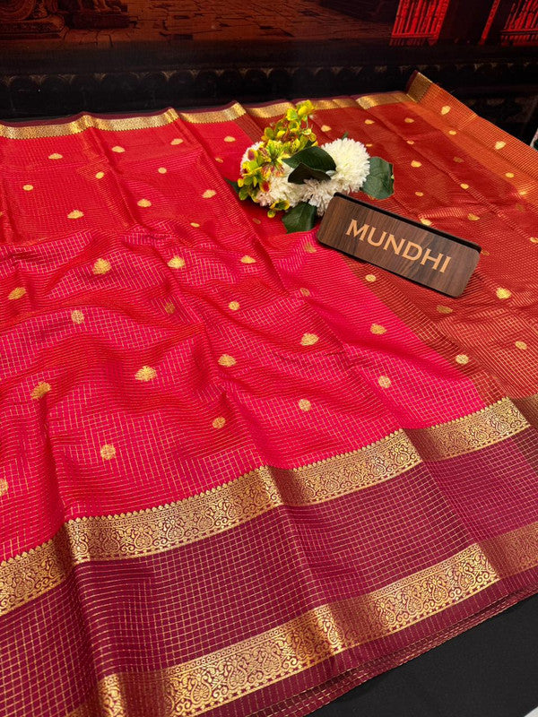 Banarasi Checked Saree in Banarasi fabric for wedding wear