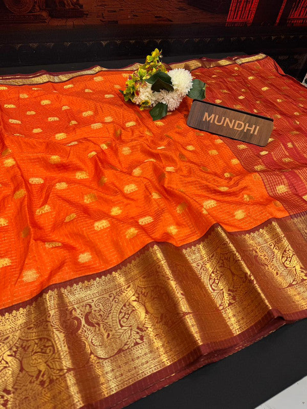 Banarasi Checked Saree in Banarasi fabric for wedding wear
