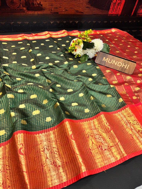 Banarasi Checked Saree in Banarasi fabric for wedding wear
