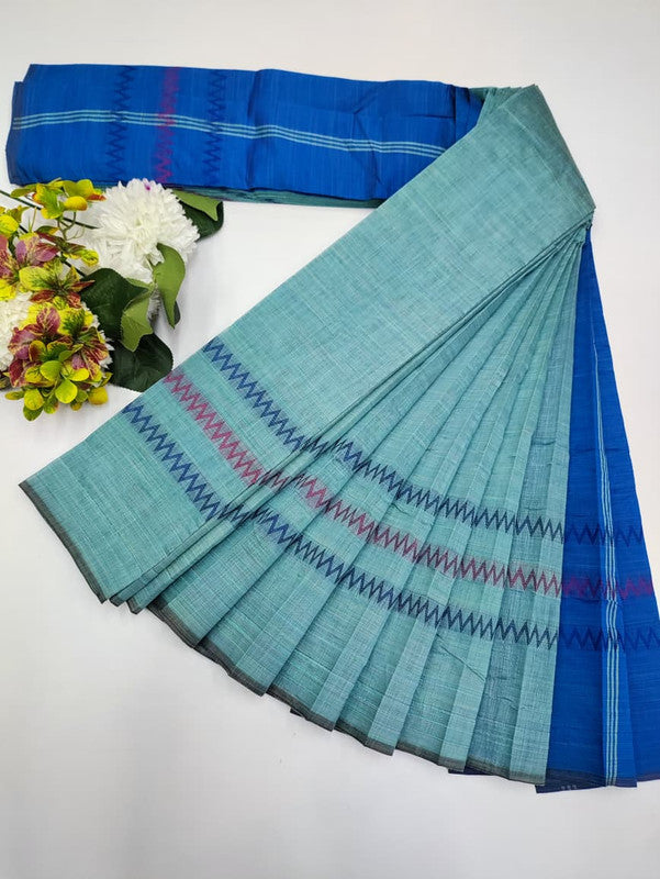Dyed Cotton Saree | Zari Border & Plain Blouse | DC28