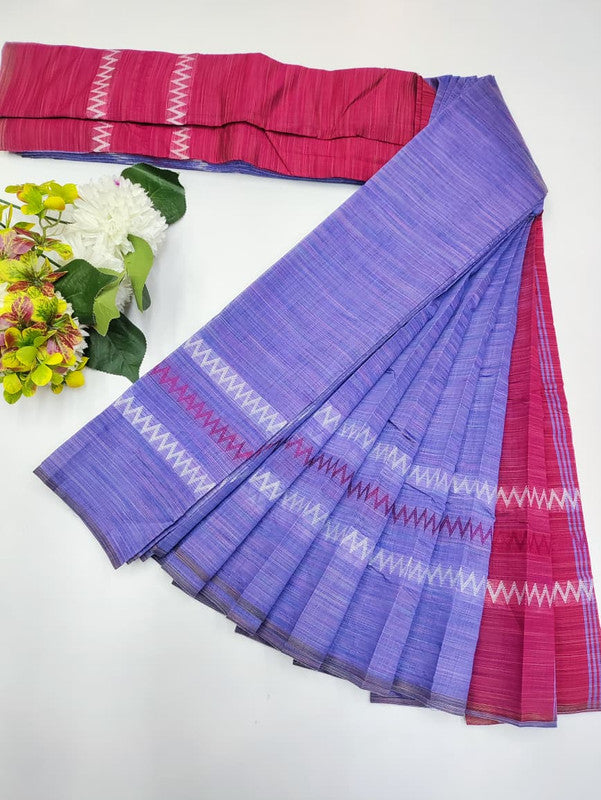 Dyed Cotton Saree | Zari Border & Plain Blouse | DC29