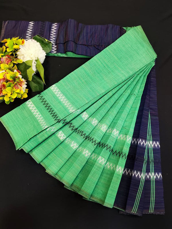 Dyed Cotton Saree | Zari Border & Plain Blouse | DC30
