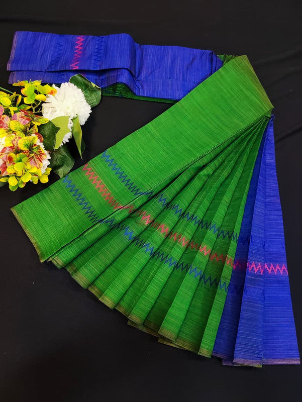 Dyed Cotton Saree | Zari Border & Plain Blouse | DC31
