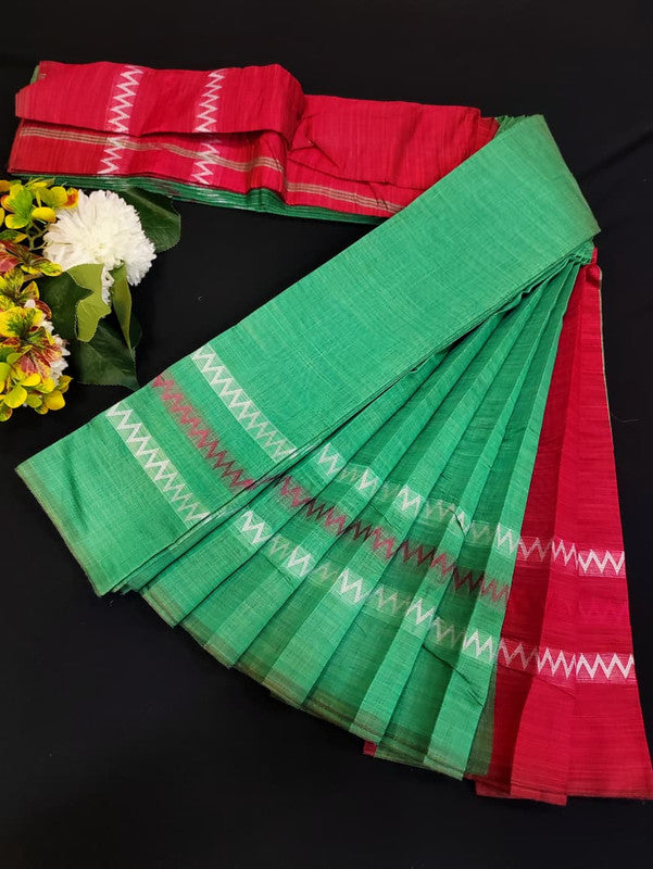 Dyed Cotton Saree | Zari Border & Plain Blouse | DC32