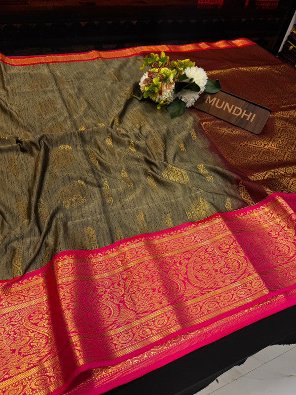 Slub Silk Saree with Zari Work for Weddings