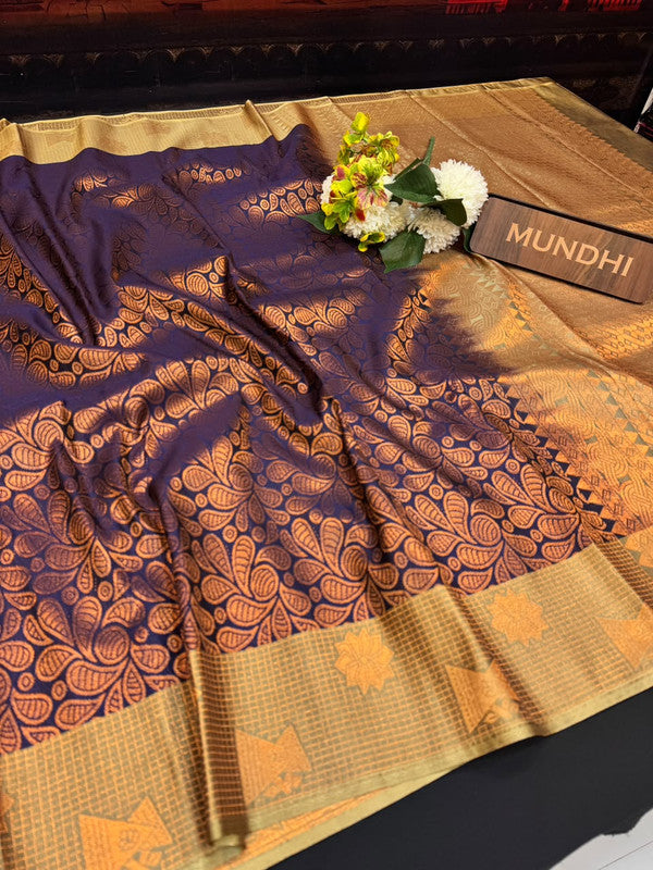 Shop the Pugazhini Soft Silk Saree with elegant zari work