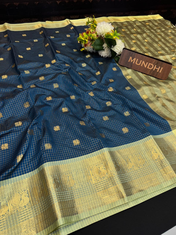 Banarasi Checked Saree in Banarasi fabric for wedding wear